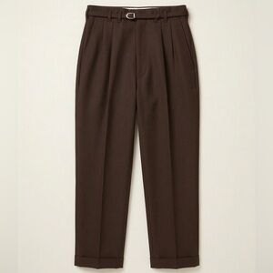 Vintage Pulse Cynthia Dark Brown Pleated Dress Pants With Belt